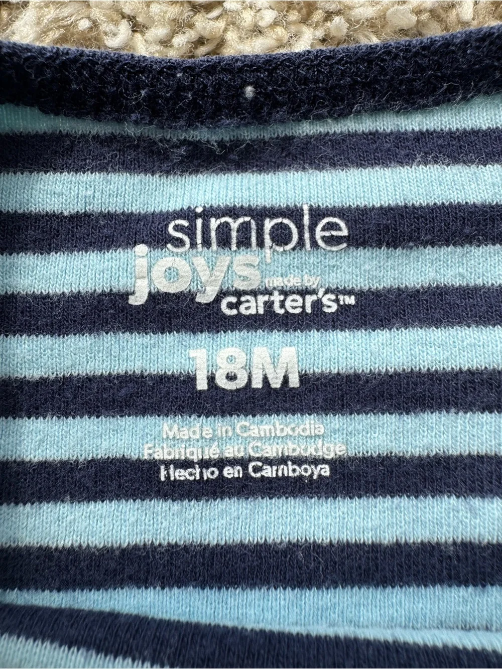 Carter’s Simple Joys Blue Striped Long Sleeve Bodysuit 18M